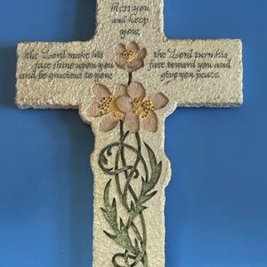 Inspirio Wall Cross  "Lord Bless and Keep You"  9" Vintage